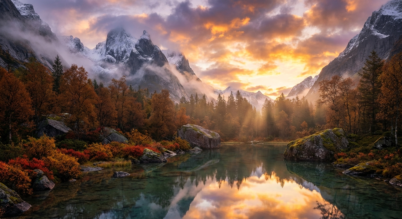 The Granite Mirror at Burning Dawn