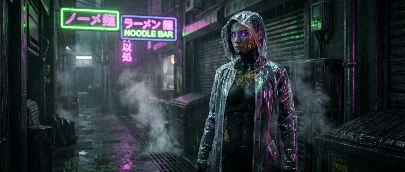 Chrome Reflections in the Neon Rain