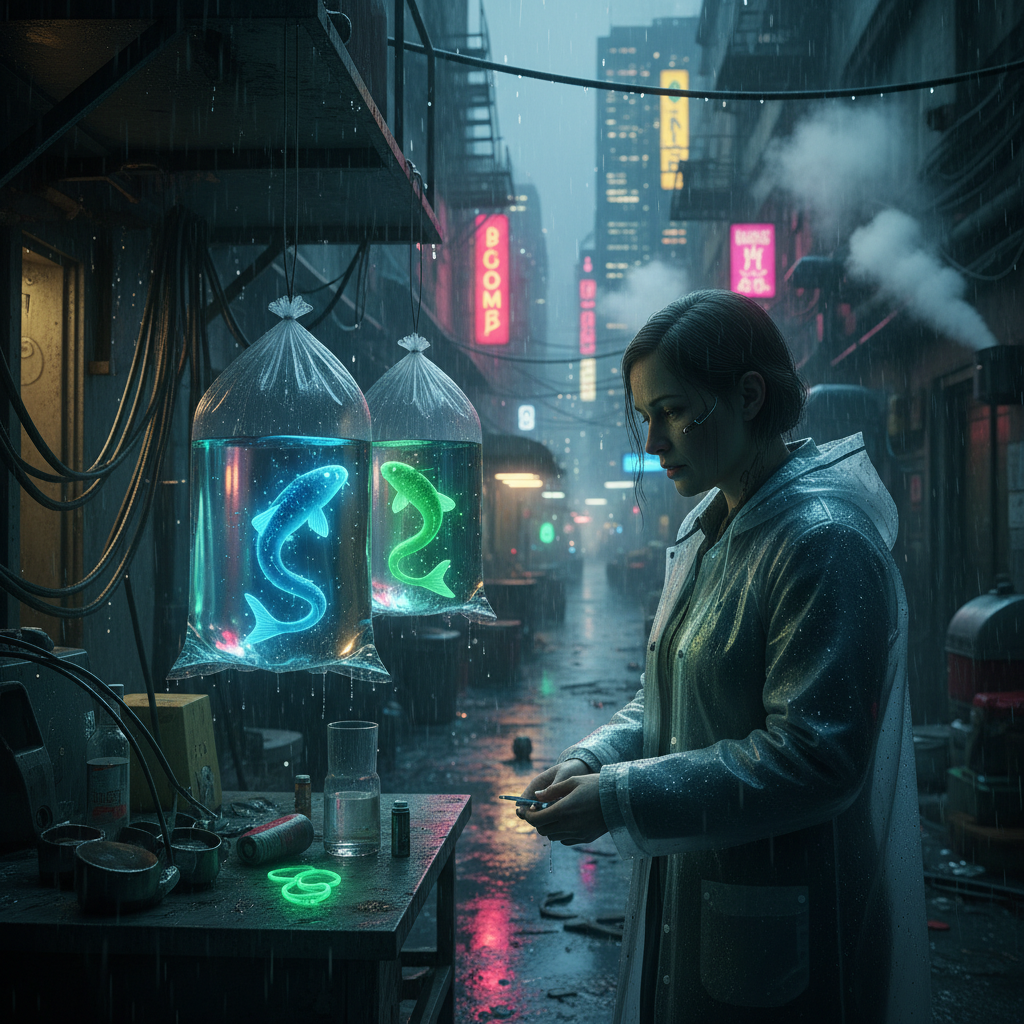 Neon Depths: The Chromatic Koi Merchant
