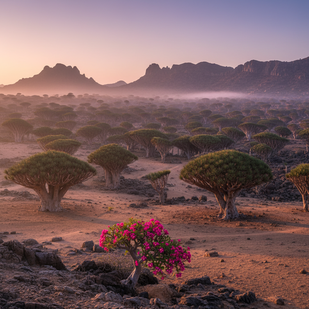Crimson Canopy: Socotra's Dawn