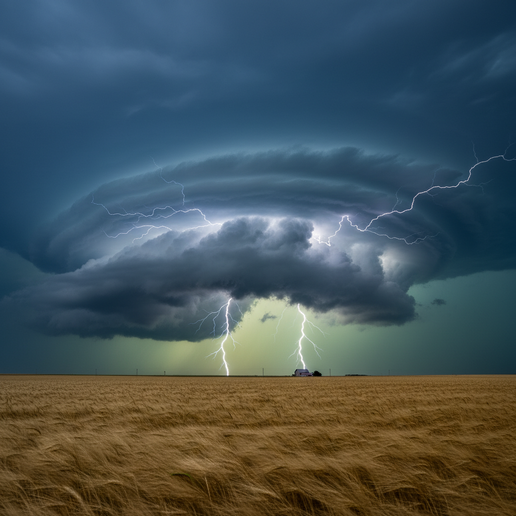 Titan's Embrace: Supercell Over the Golden Plains