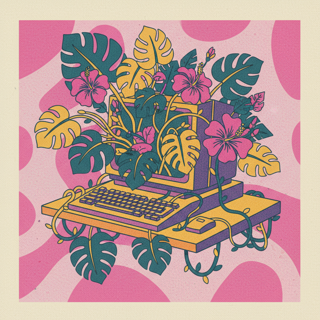 Risograph Overgrowth: Retro-Futurist Flora