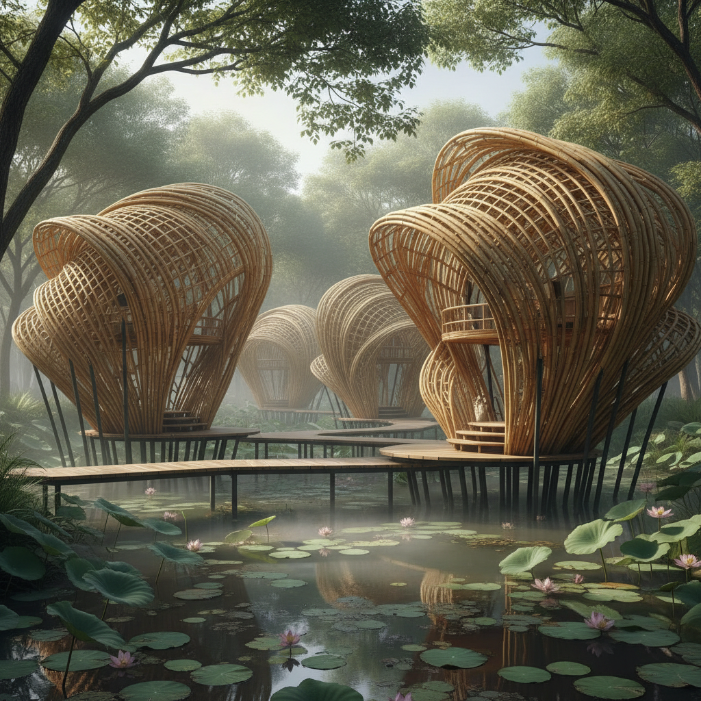 The Helix Grove: Biomimetic Bamboo Sanctuary