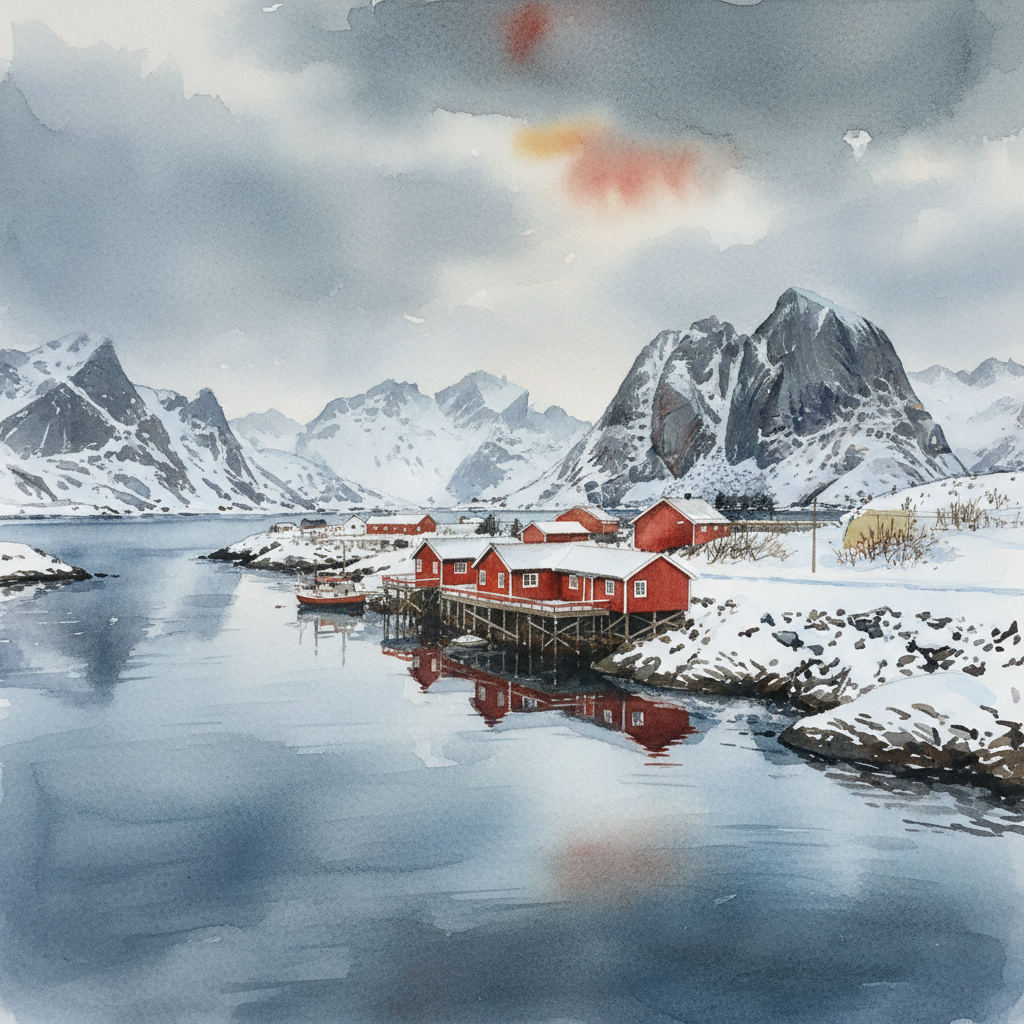 Arctic Solitude: The Red Cabins of Lofoten