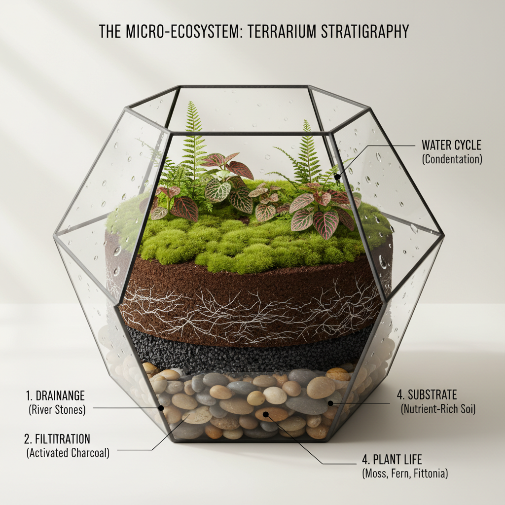 Terrarium Stratigraphy: A Self-Sustaining World