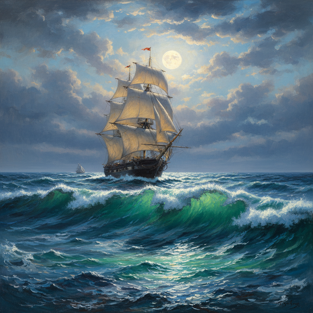 The Moonlit Clipper: Azure Translucence