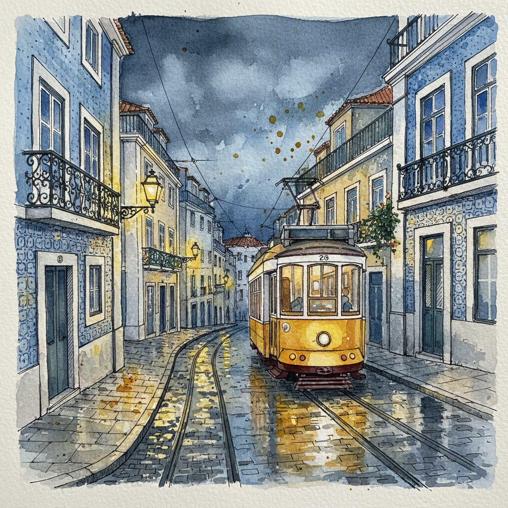 Twilight Tram in Alfama