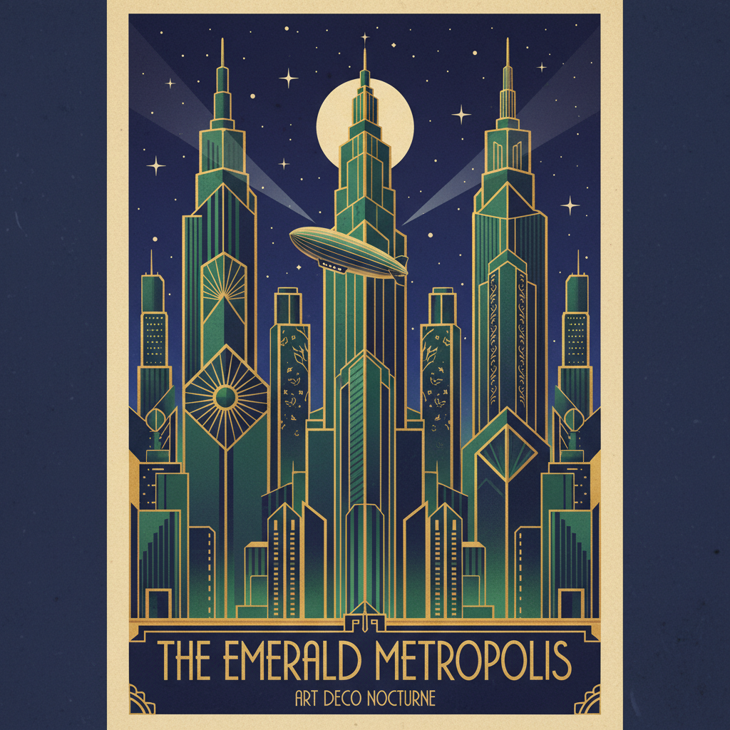 Emerald Metropolis: Art Deco Nocturne
