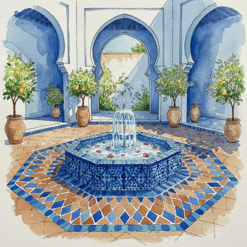 Azure Oasis: The Moroccan Riad