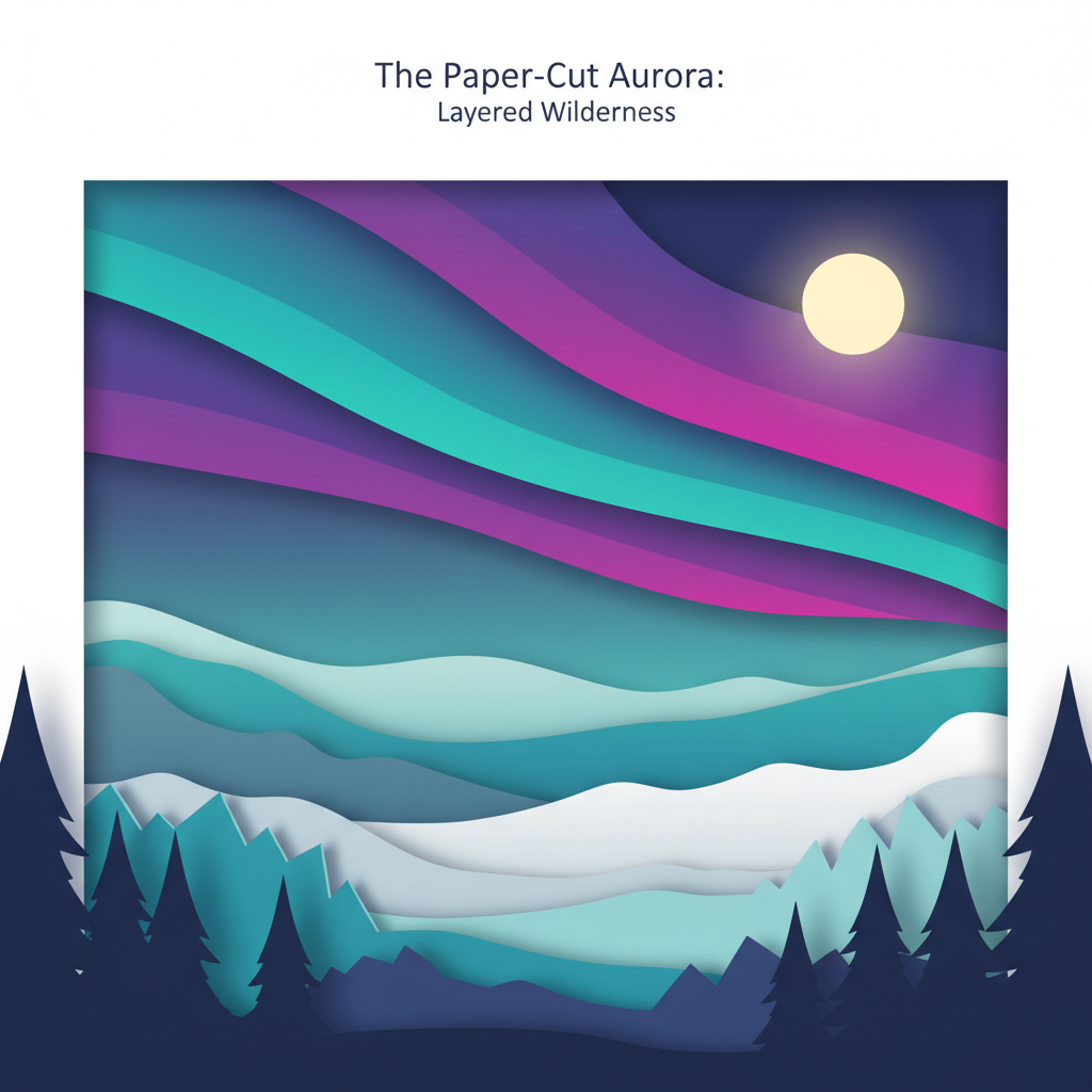 Paper-Cut Aurora: Layered Wilderness