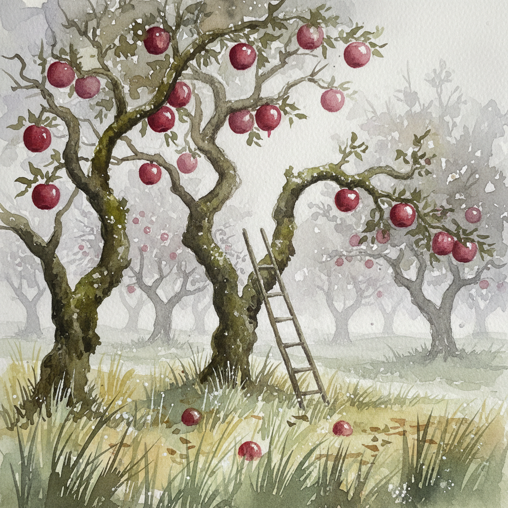 The Misty Orchard: Autumnal Silence
