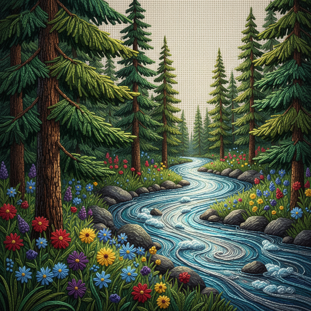The Satin-Stitch Wilderness: Threaded Topography