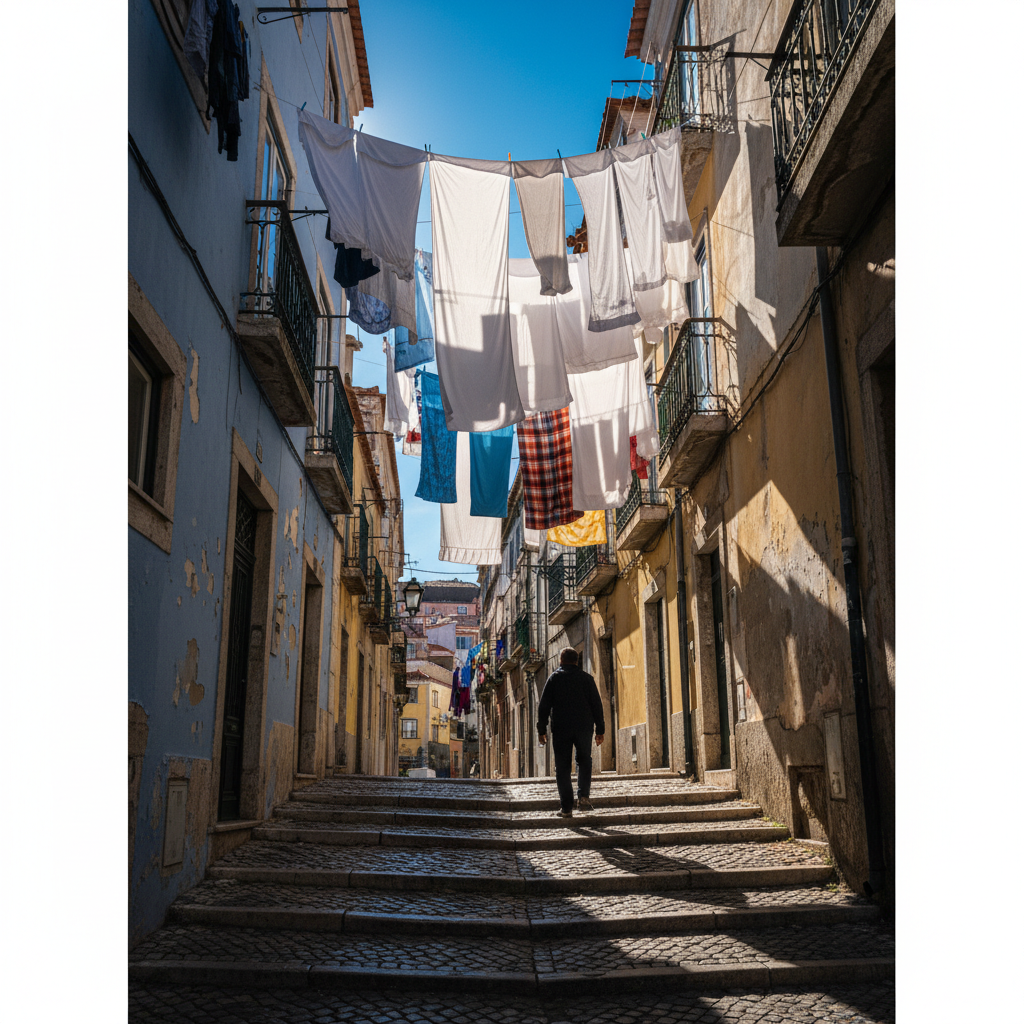 Whispering Linens: Alfama's Sun-Drenched Ascent