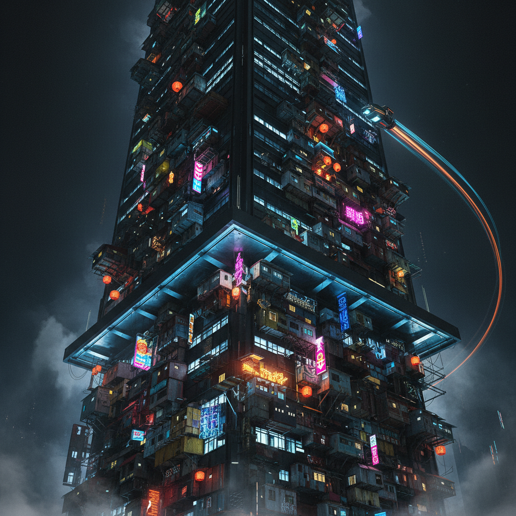 Neon Cliffside Sprawl