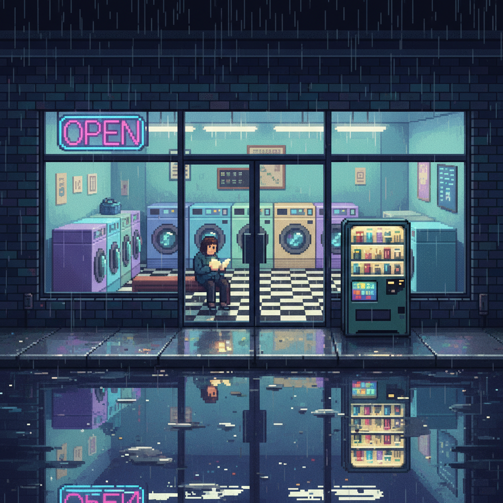Neon Solitude: The Midnight Laundromat