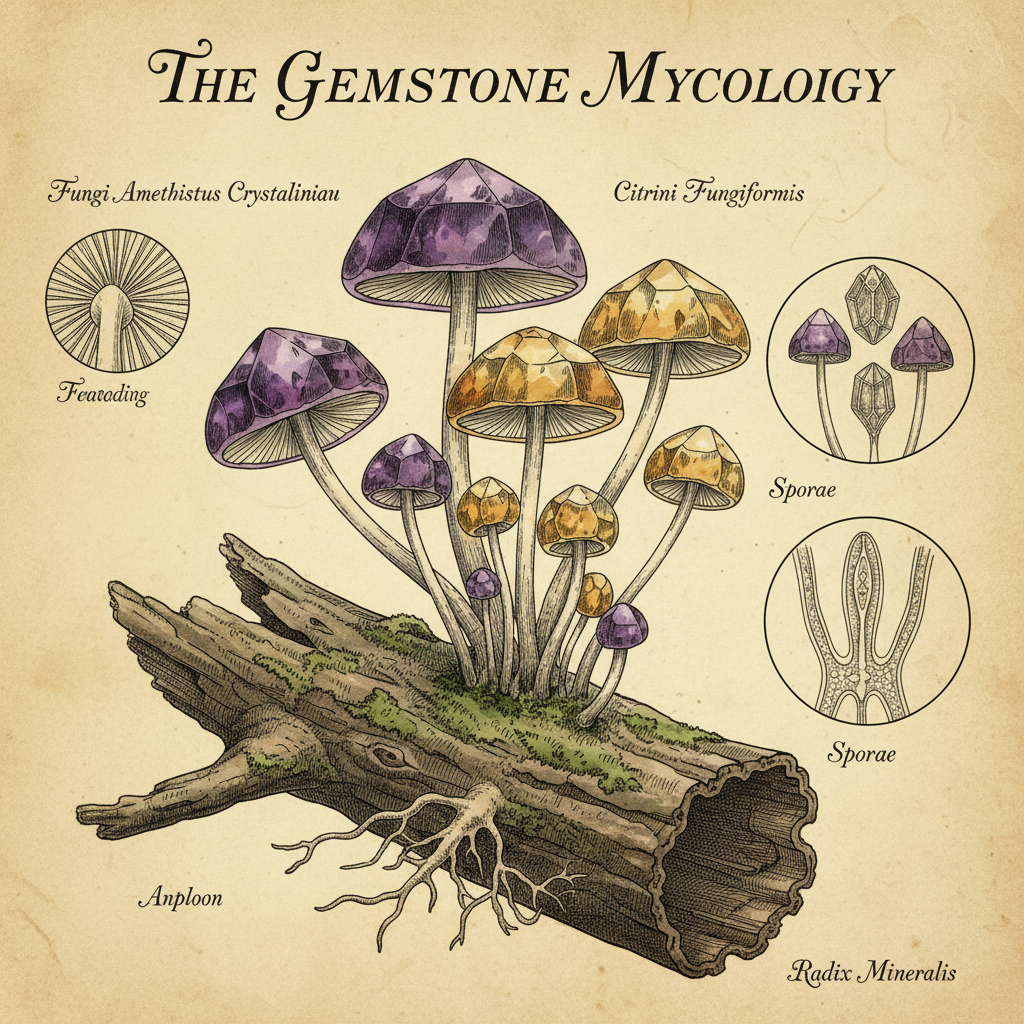 Amethyst & Citrine Mycology: A Haeckelian Botanical Lithograph