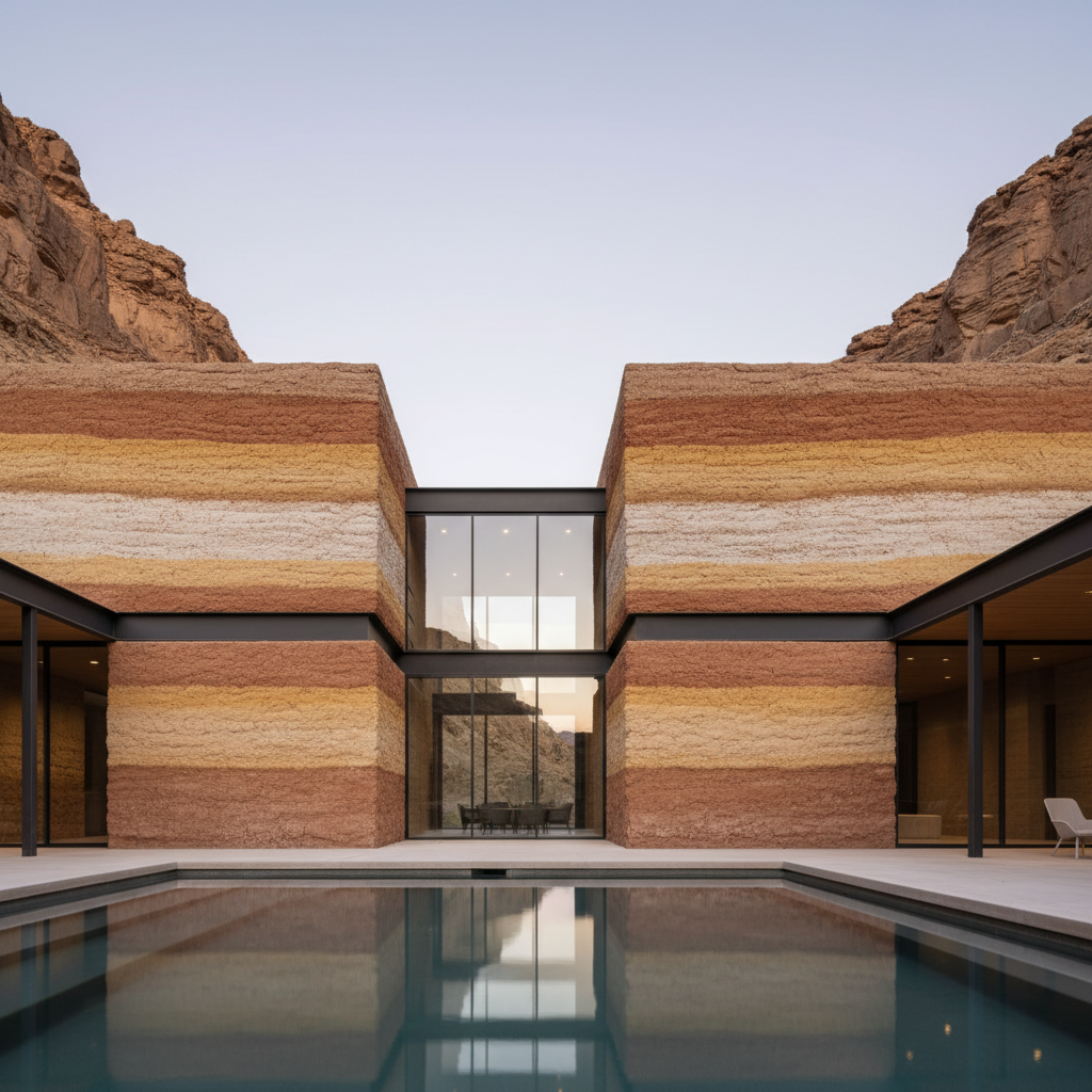 Echoes of Earth: Strata Pavilion at Dusk