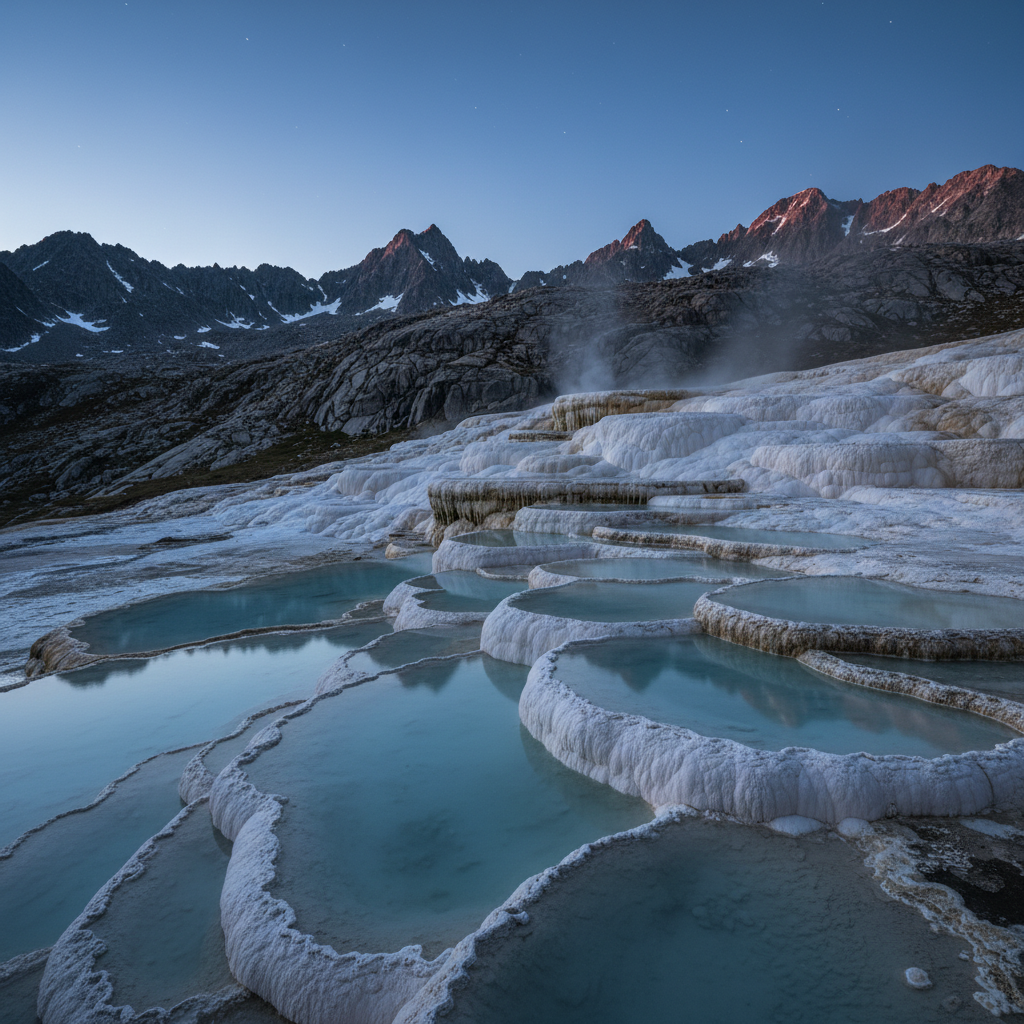 Sapphire Terraces: Alpenglow Reflections