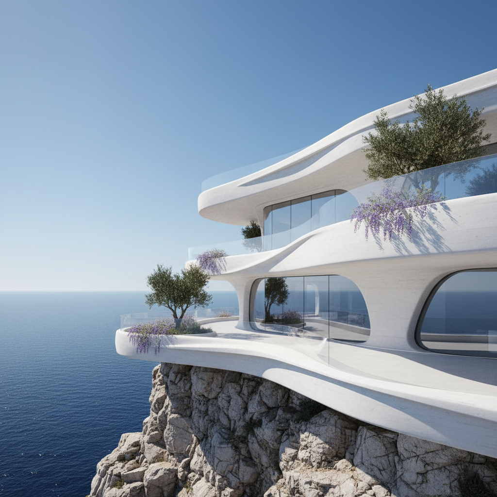 Cycladic Flux: The Sculpted Cliffside