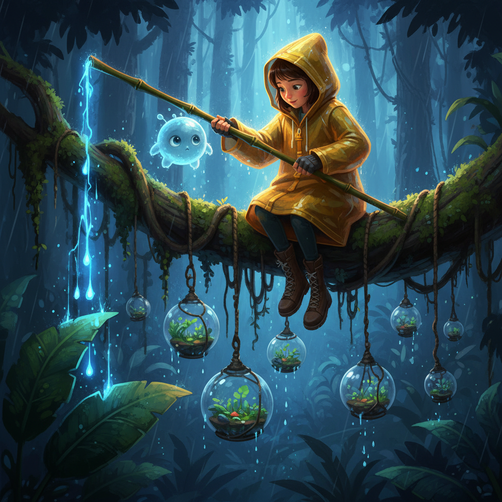 Elara and the Lumina-Dew Collector