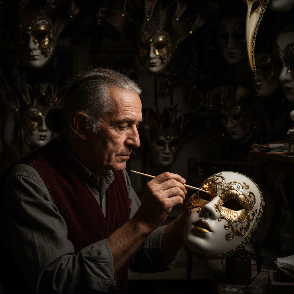 Gilded Shadows: The Venetian Mask Maker