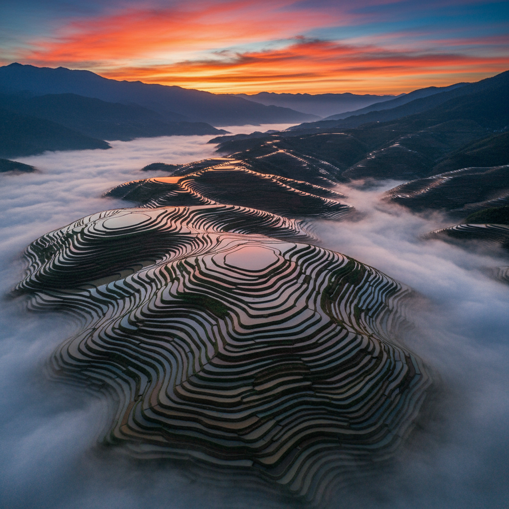 Serpentine Mirrors: The Terraced Dawn