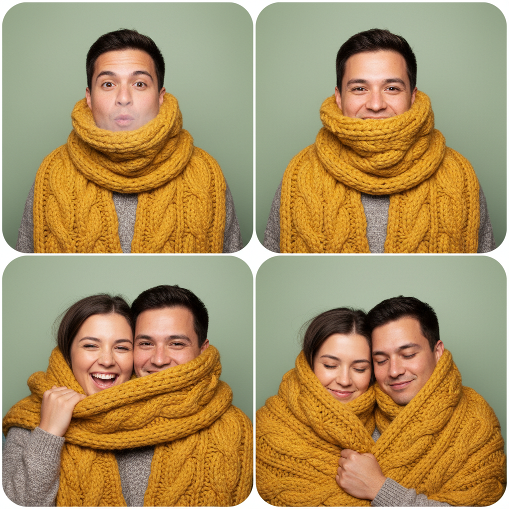 Woolen Embrace: The Shared Scarf