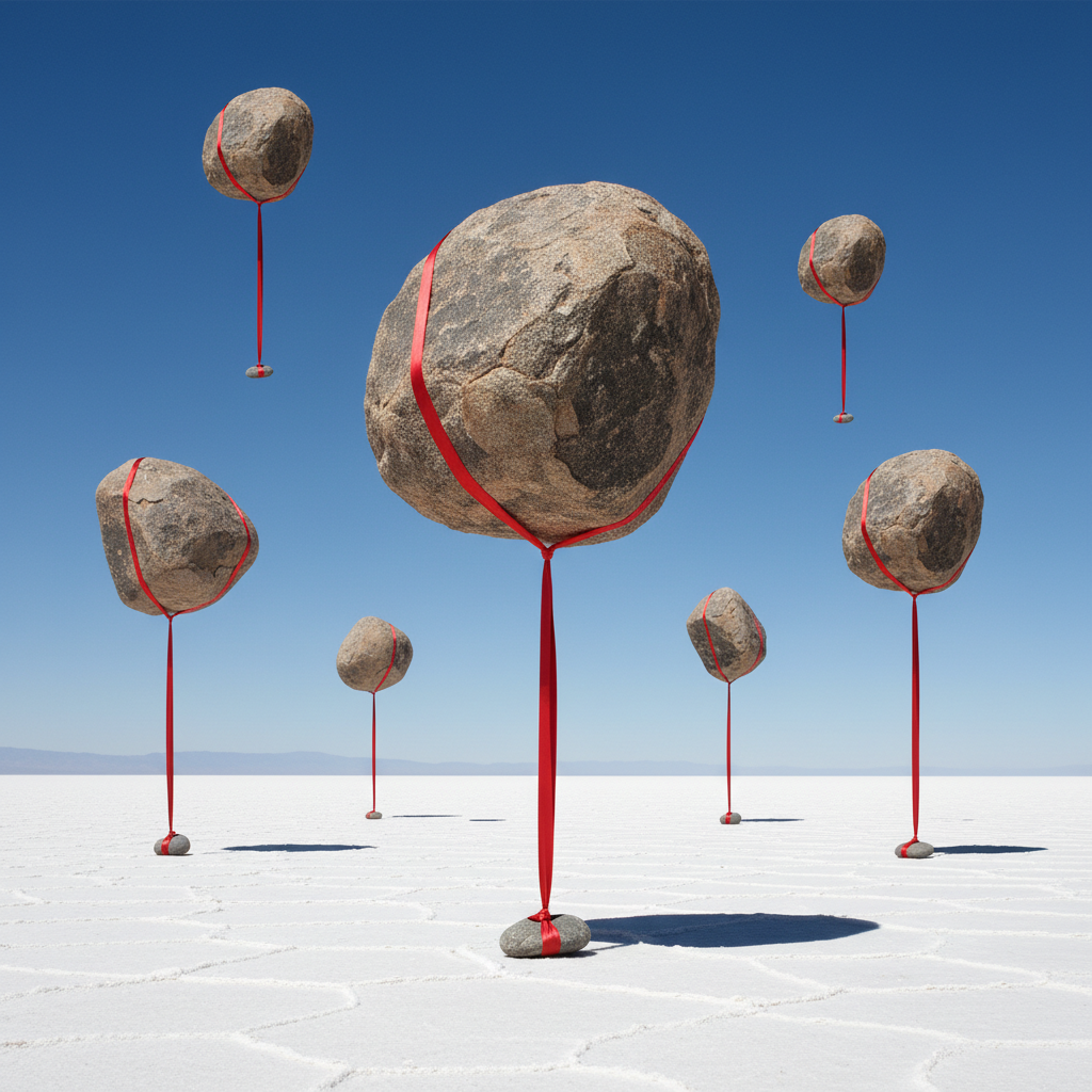 Lithic Buoyancy: The Tethered Boulders