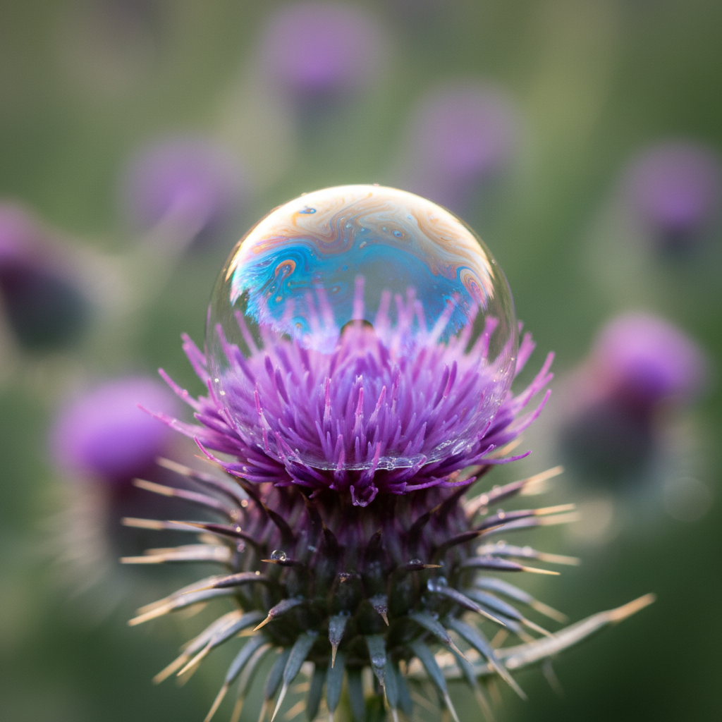 Whispers of the Cosmos on a Thistle's Kiss