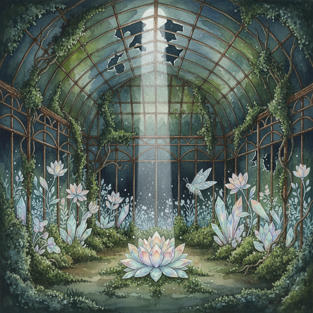 Ethereal Bloom: The Crystal Lotus Conservatory