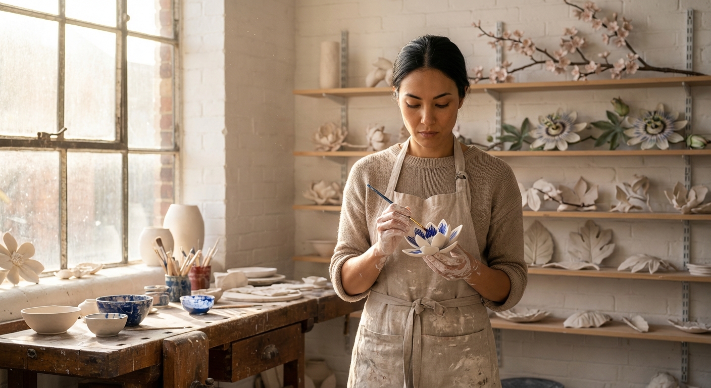 The Ceramic Botanist's Serene Bloom