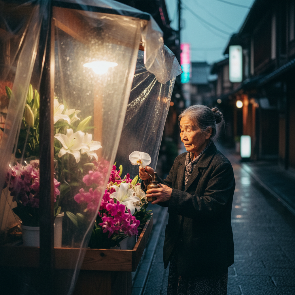 Gion Nocturne: Orchid's Serene Whisper