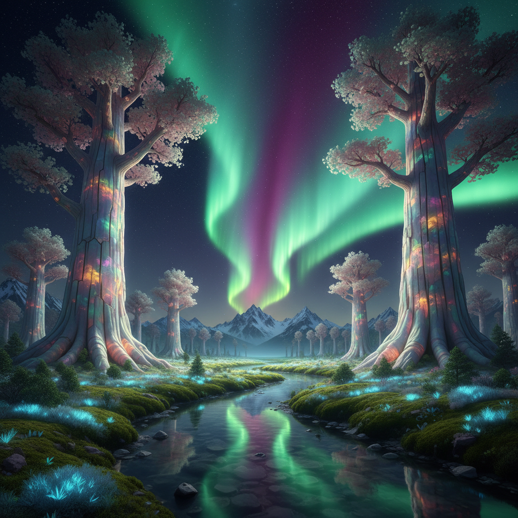 Opaline Nocturne: Whispers of the Celestial Forest