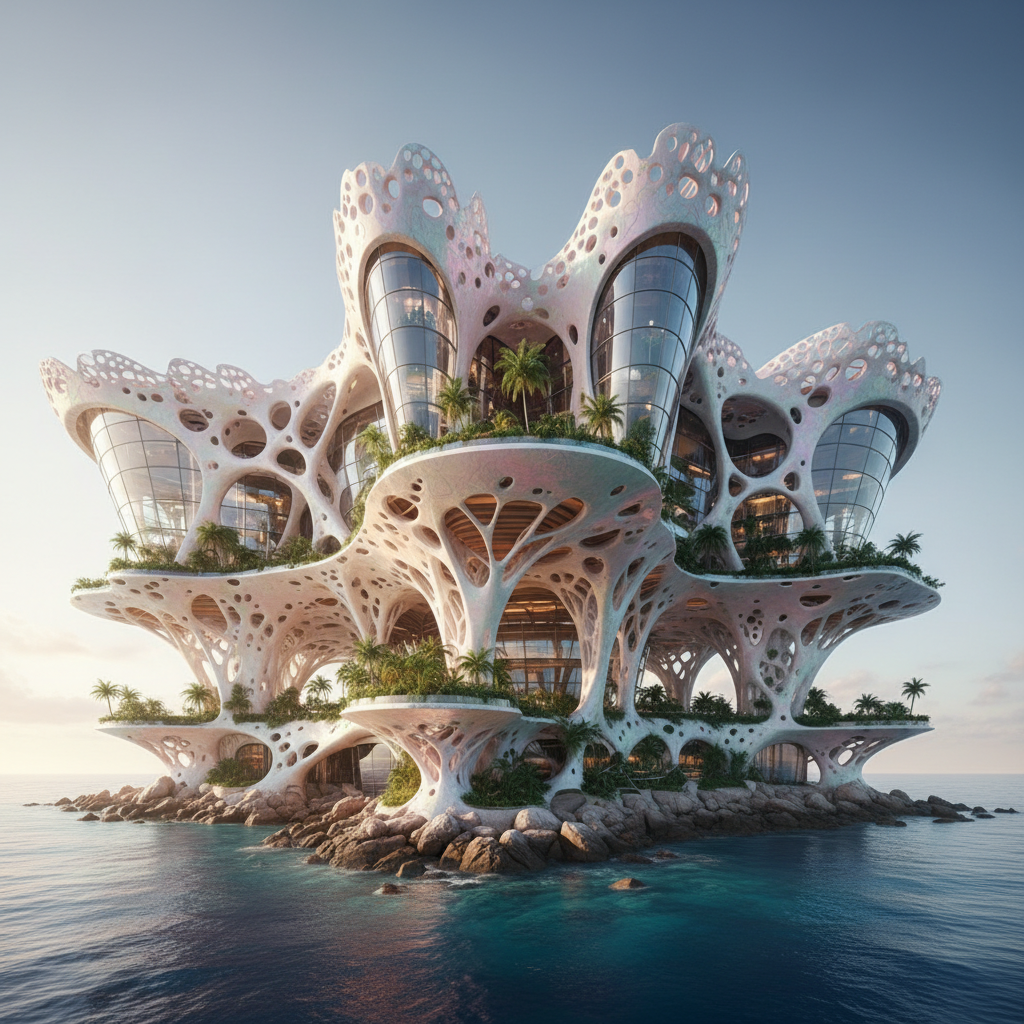 Biolithic Genesis: Coral Heart Institute at Golden Hour