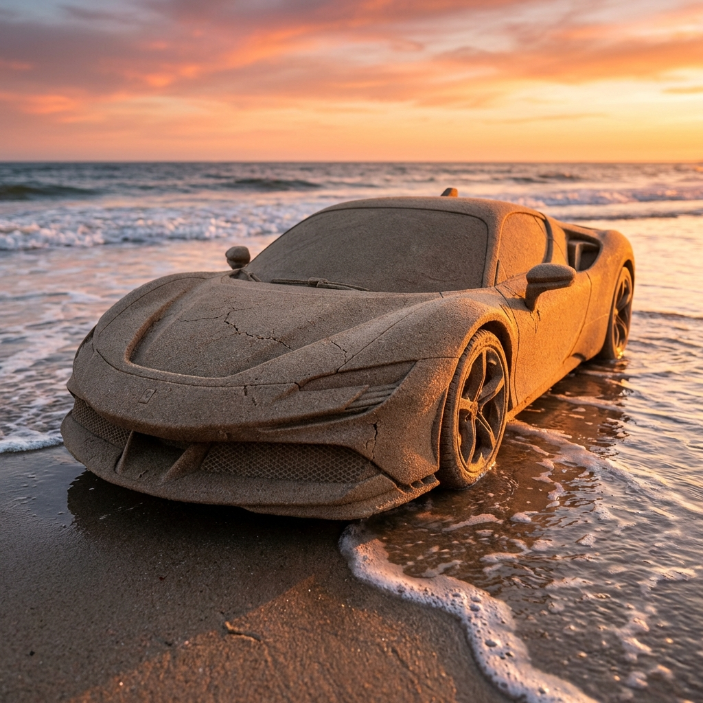 Sand Sculpture Ferrari SF90