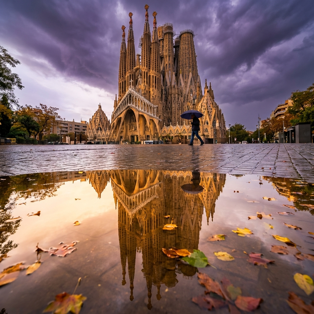 Sagrada Familia Rain Mirror