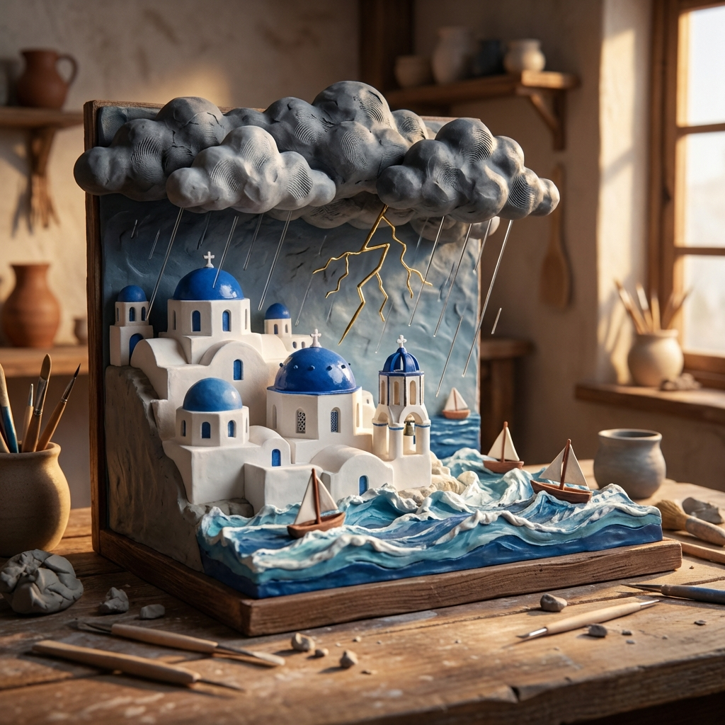 Storm Over Clay Santorini