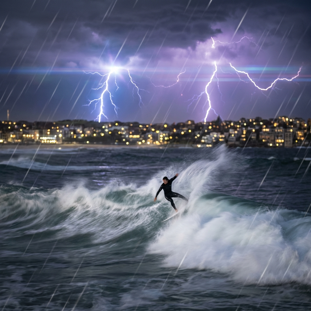 Lightning Storm Surf at Bondi
