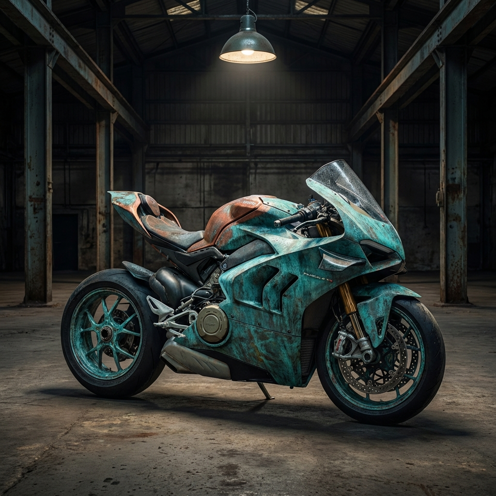 Verdigris Panigale - Copper Patina Superbike