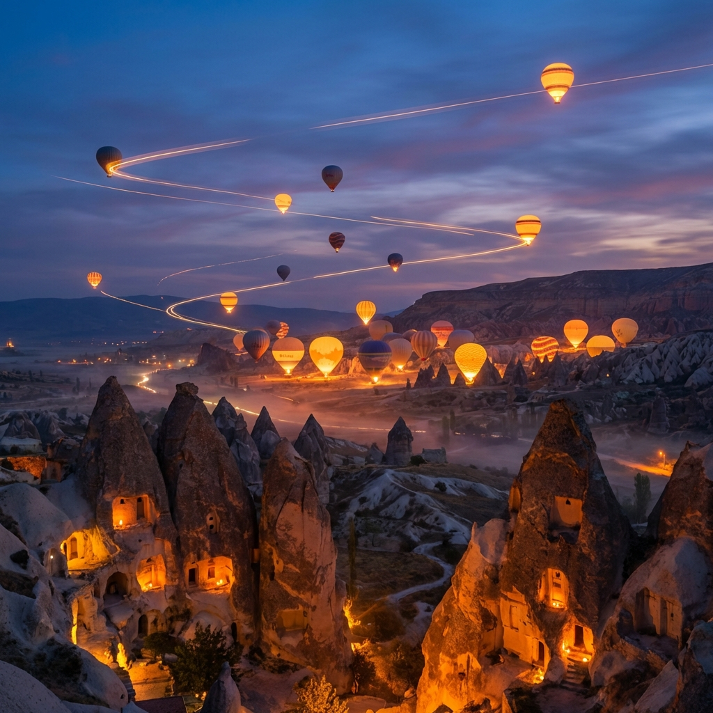 Glowing Fairy Chimneys - Long Exposure Cappadocia