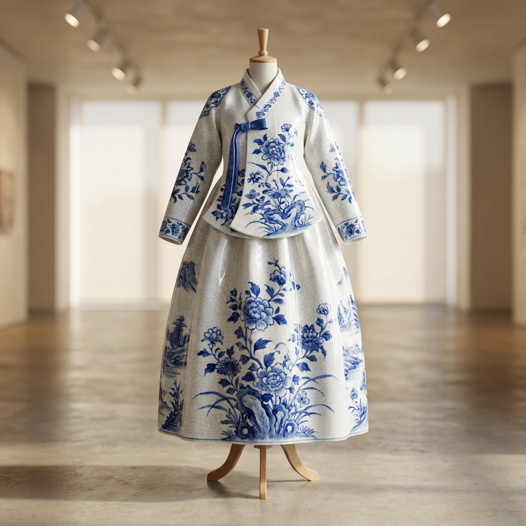 Blue Dynasty Hanbok - Porcelain Couture