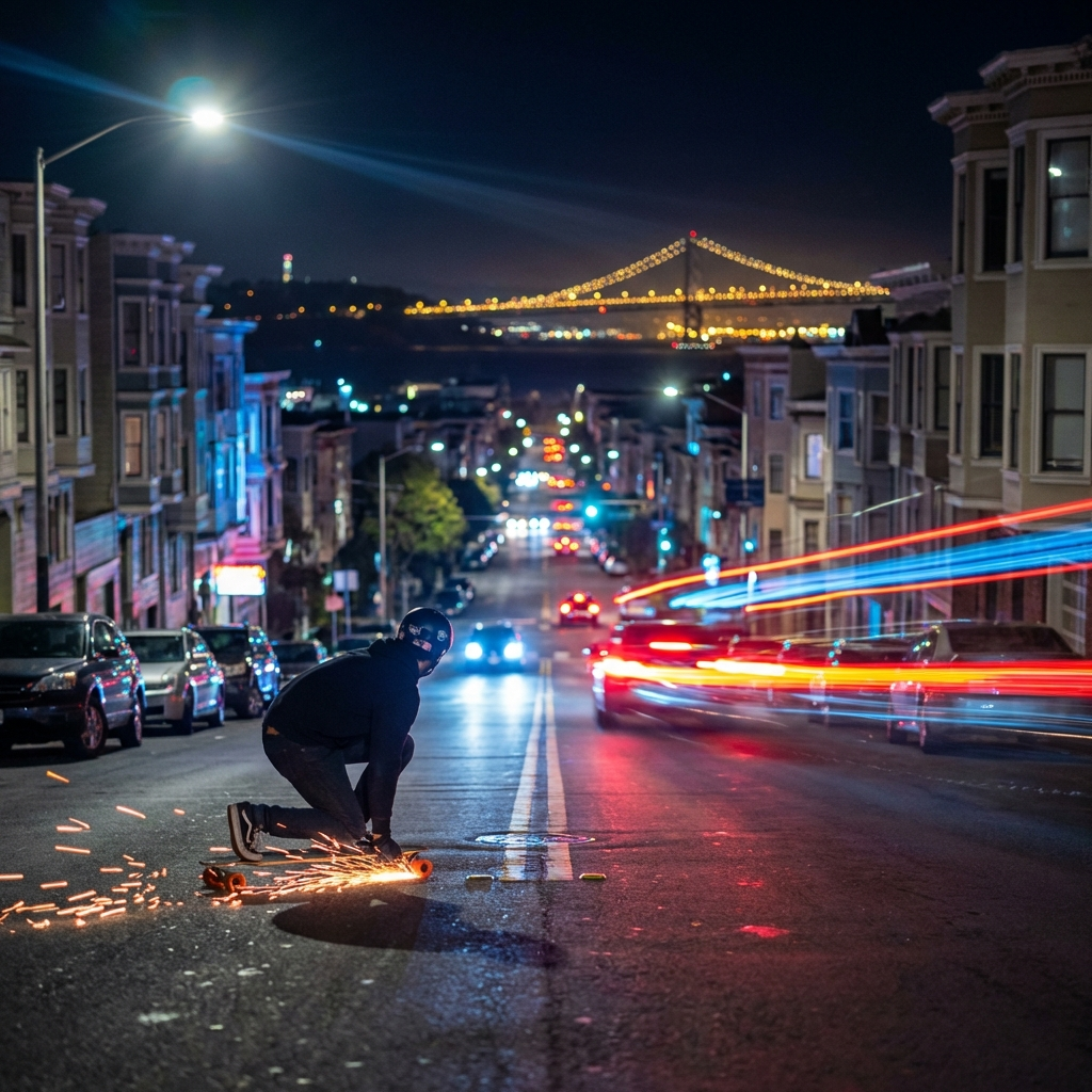 Neon Longboard San Francisco