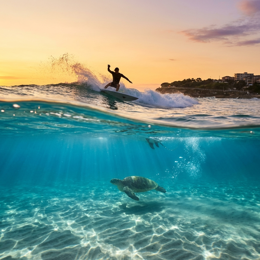 Split-Level Surfing at Bondi Beach