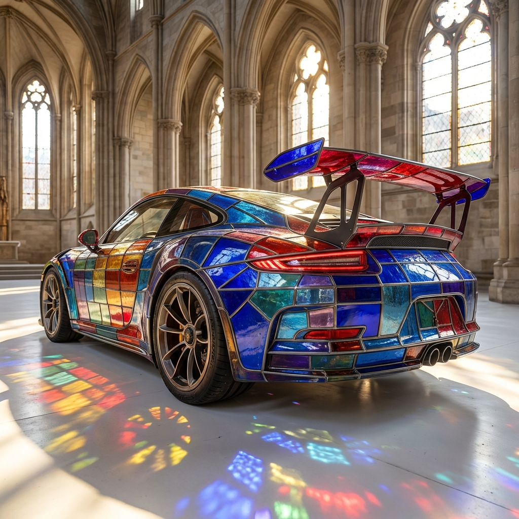 Stained Glass Porsche 911
